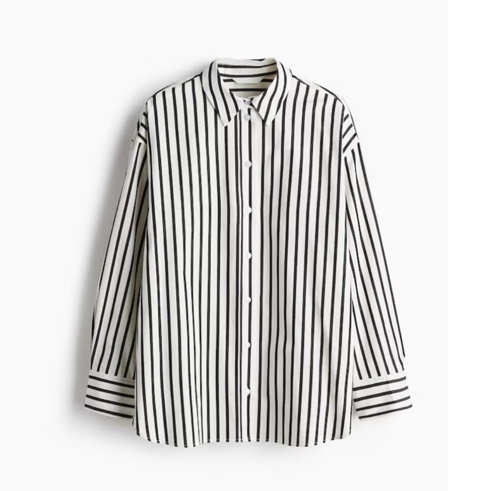 H&M Black and White Striped Button Down Shirt